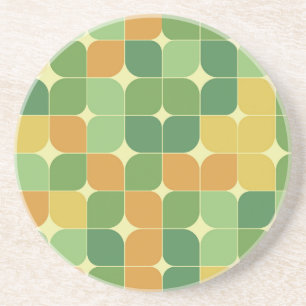 Mid Century Abstract Green Orange Yellow Coaster