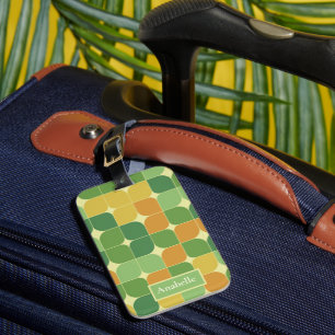 Mid Century Abstract Green Orange Yellow  Luggage Tag