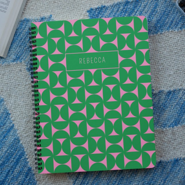 Mid Century Abstract Green Pink Geometric Pattern Planner (Creator Uploaded)