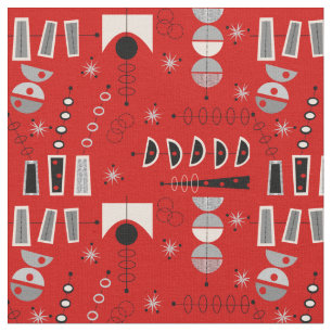 Mid-Century Abstract in Red Fabric