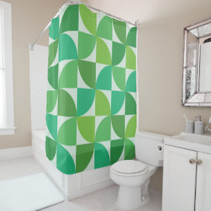  Mid Century Abstract Lime Mint Green Pattern  Shower Curtain