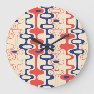 Mid-century abstract: modern seamless design. large clock
