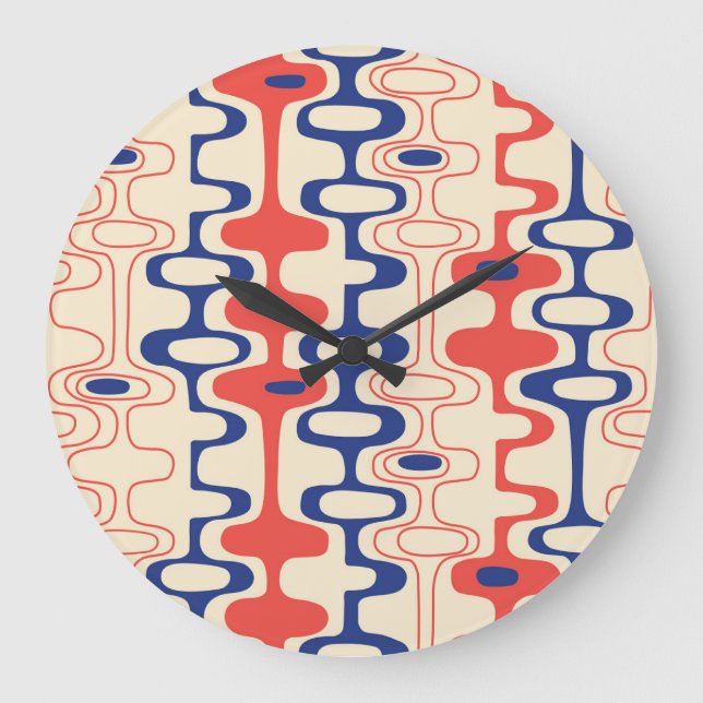 Mid-century abstract: modern seamless design. large clock (Front)