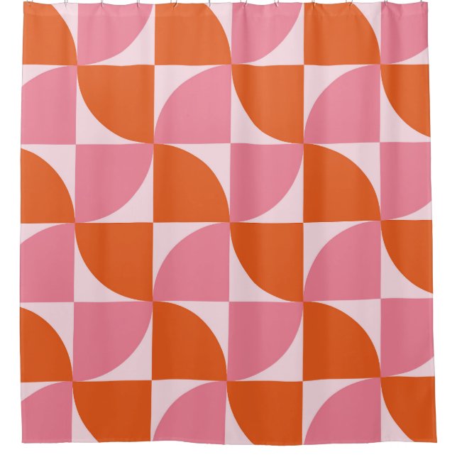 Mid century Abstract Orange and Pink Pattern   Shower Curtain (Front)
