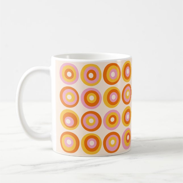 Mid Century Abstract Orange Circles Pattern Coffee Mug (Left)
