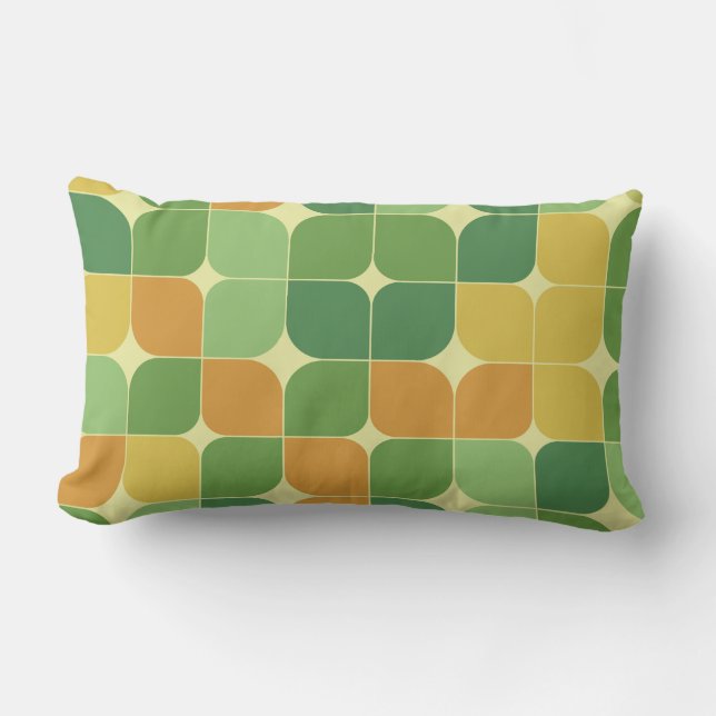 Mid Century Abstract Pattern Green Orange   Lumbar Cushion (Front)