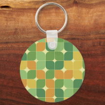 Mid Century Abstract Pattern green orange Yellow