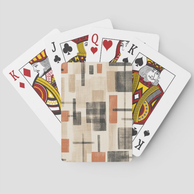 Mid Century Abstract Plaid Playing Cards (Back)