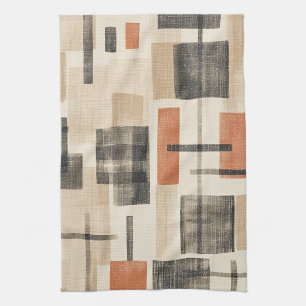 Mid Century Abstract Plaid Tea Towel