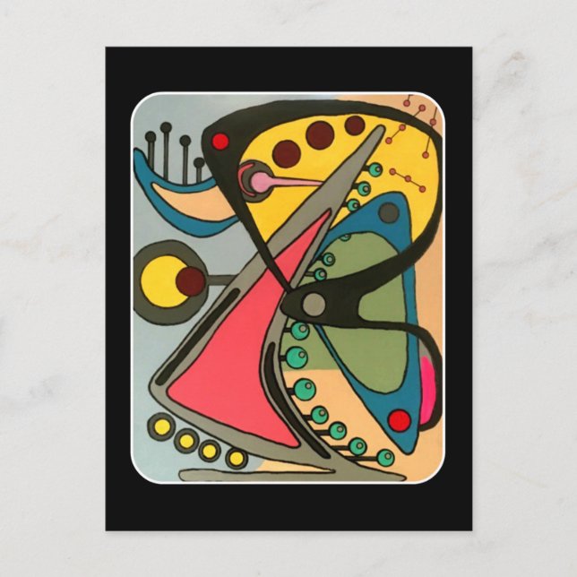 Mid-Century Abstract Talking Man painting on a Postcard (Front)