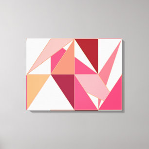 Mid Century Abstract, Triangles - Coral, Beige Canvas Print