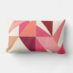 Mid Century Abstract - Triangles, Shell Pink Lumbar Cushion