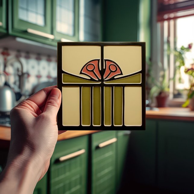 Mid-Century Abstract Tulips Arts Crafts Movement Tile (Creator Uploaded)