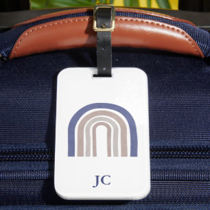 Mid Century Arches - Blue and Beige Luggage Tag