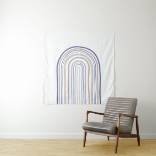 Mid Century Arches - Blue and Beige Tapestry