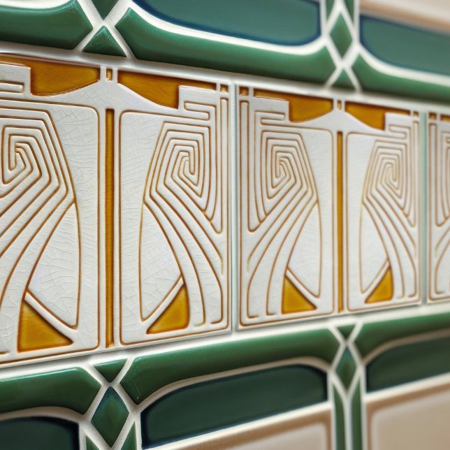 Mid-Century Art Nouveau Symmetry Orange Tile (Creator Uploaded)