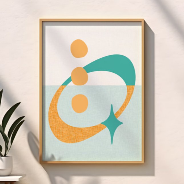 Mid Century Atomic Abstract Aqua, Orange, Teal Poster (Creator Uploaded)
