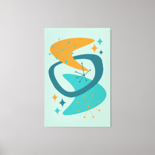 Mid Century Atomic Age 7 Aqua, Teal, Orange Canvas Print