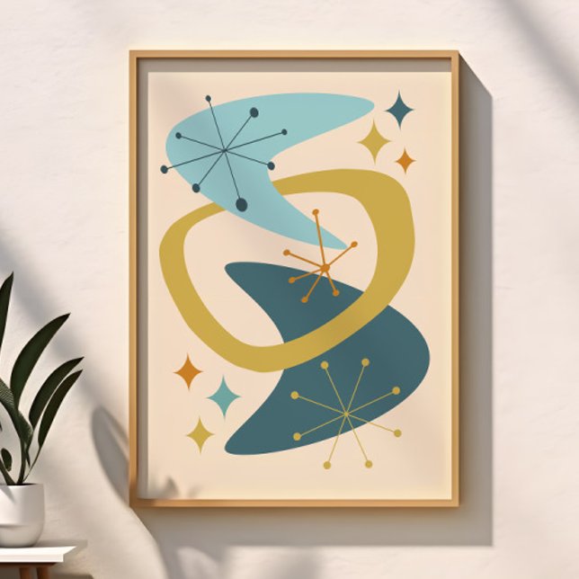 Mid Century Atomic Age 7 Blue, Mustard Poster (Creator Uploaded)