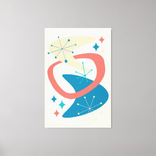 Mid Century Atomic Age 7 Yellow, Blue, Peach Canvas Print