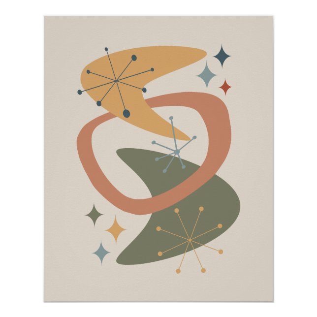 Mid Century Atomic Age 7 Yellow, Green, Tan Poster (Front)