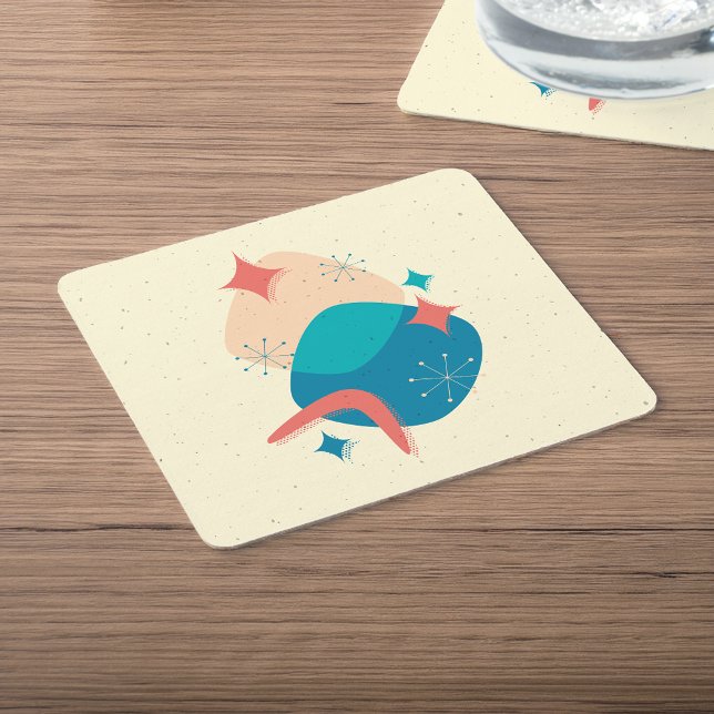 Mid-Century Atomic Age Abstract 17 Square Paper Coaster (Creator Uploaded)