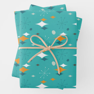 Mid-Century Atomic Birthday Party Wrapping Paper Sheet