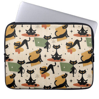 Mid-Century Atomic Cat Design | Retro Cat Laptop Sleeve