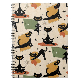 Mid-Century Atomic Cat Design | Retro Cat Notebook