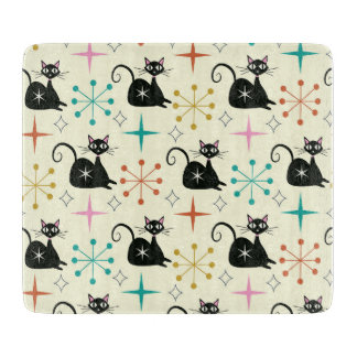 Mid Century Atomic Cat with Starbursts Cutting Board
