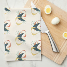 Mid Century Atomic Charcoal Orange Yellow