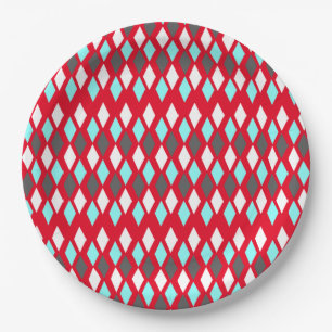 Mid-Century Atomic Diamonds on Red Paper Plate
