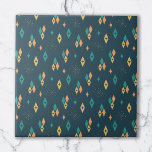 Mid Century Atomic Diamonds Starburst Teal, Yellow Tile<br><div class="desc">Take a trip back in time with this pattern inspired by the mid-century era. It features a series of diamonds,  and starburst with a beautiful array of colours. Perfect for those who love Atomic Age and retro style.</div>