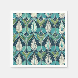 Mid Century Atomic Drops Blue Green Pattern Napkin