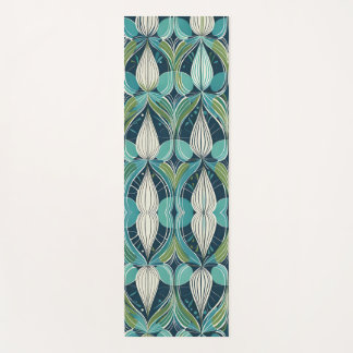 Mid Century Atomic Drops Blue Green Pattern Yoga Mat