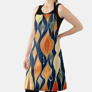 Mid Century Atomic Drops Ochre Modern Retro Apron