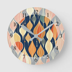Mid Century Atomic Drops Ochre Modern Retro Round Clock