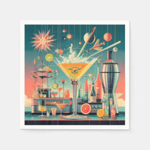 Mid Century Atomic Futuristic Citrus Martini Bar Napkin