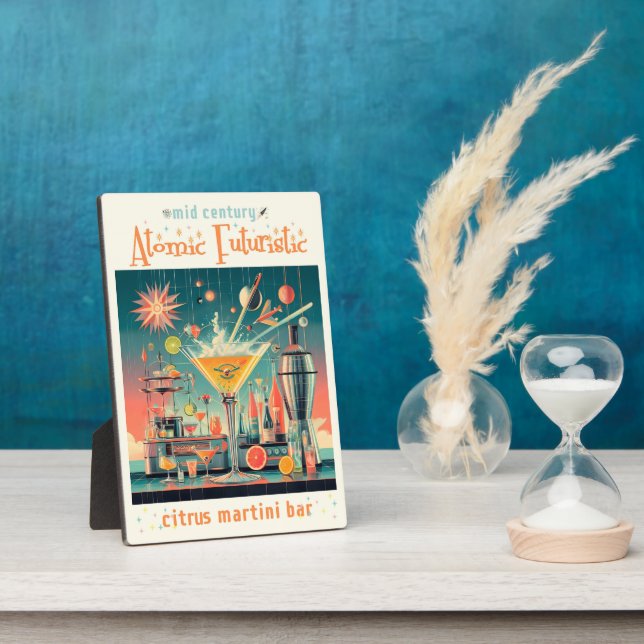 Mid Century Atomic Futuristic Citrus Martini Bar Plaque (Side)