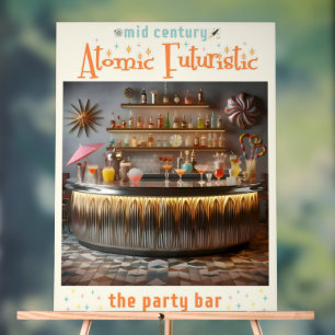 Mid Century Atomic Futuristic Party Bar Acrylic Sign