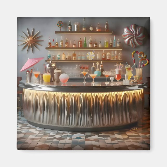 Mid Century Atomic Futuristic Party Bar Magnet (Front)