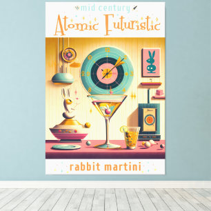 Mid Century Atomic Futuristic Rabbit Martini Canvas Print
