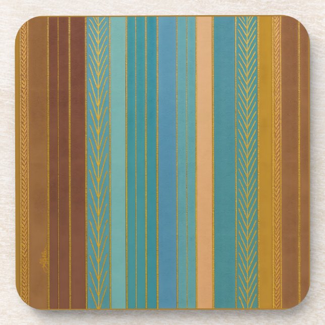 Mid Century Atomic Futuristic Stripes Print Coaster (Front)