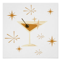 Mid-Century Atomic Martini Art Print