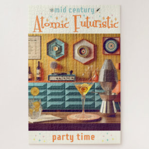 Mid Century Atomic Retro Futuristic Party Room Jigsaw Puzzle