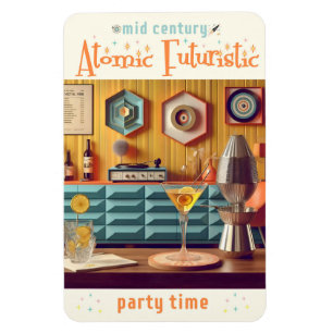 Mid Century Atomic Retro Futuristic Party Room Magnet