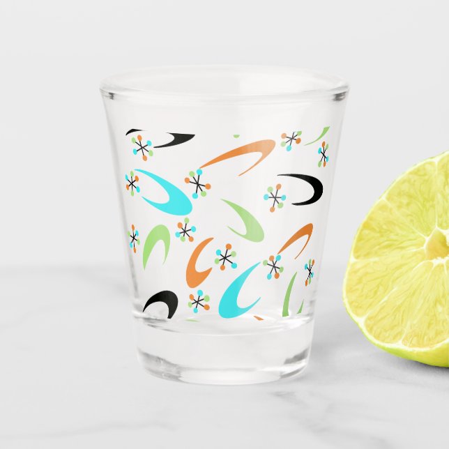 Mid-Century Atomic Shot Glass (Front)