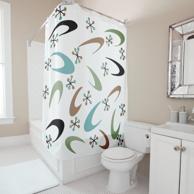 Mid-Century Atomic Shower Curtain (In Situ)