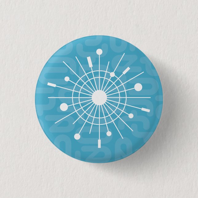 Mid Century Atomic Snowflake Christmas MOD 3 Cm Round Badge (Front)
