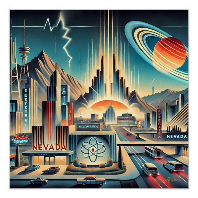 Mid Century Atomic Space Age Nevada Art Poster (Front)